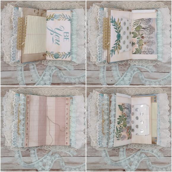 Turquoise Embellished Junk Journal: Flowers, Birds and Butterflies (Everything) - Picture 9 of 16